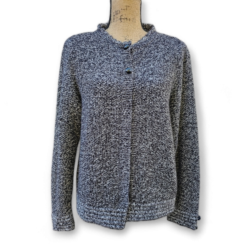 Charter Club Black & White Long Sleeve Cardigan,  Size P/L